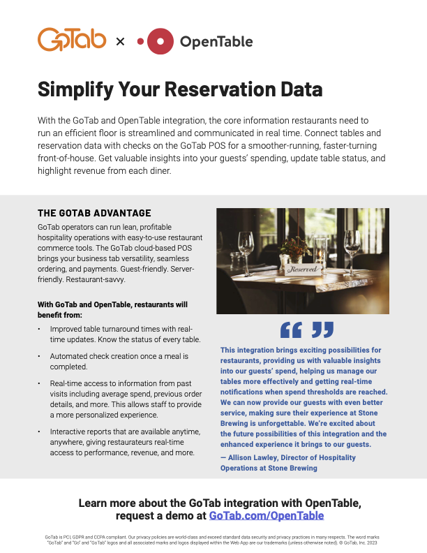 GoTab x Open Table One-pager