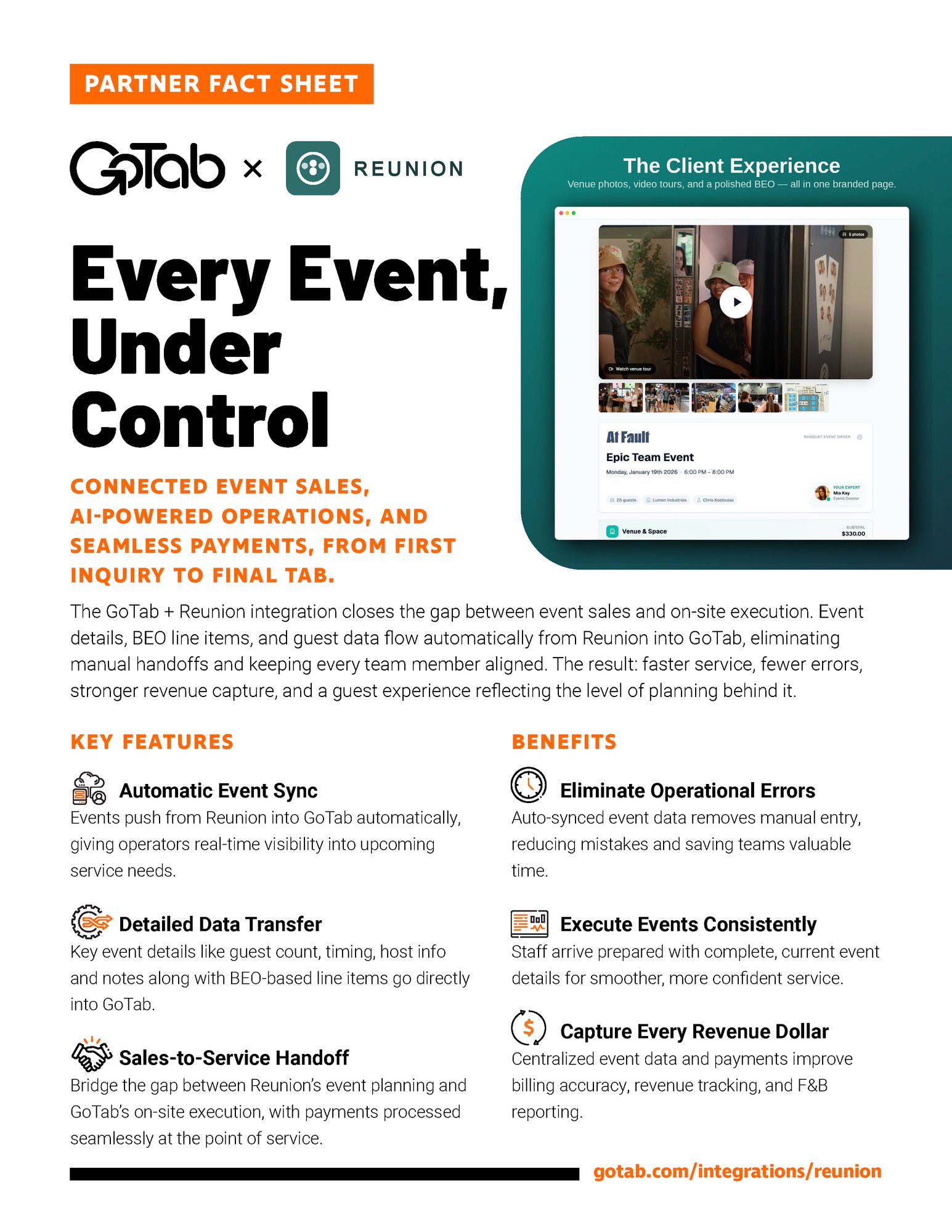 GoTab+ Reunion Partner Fact Sheet