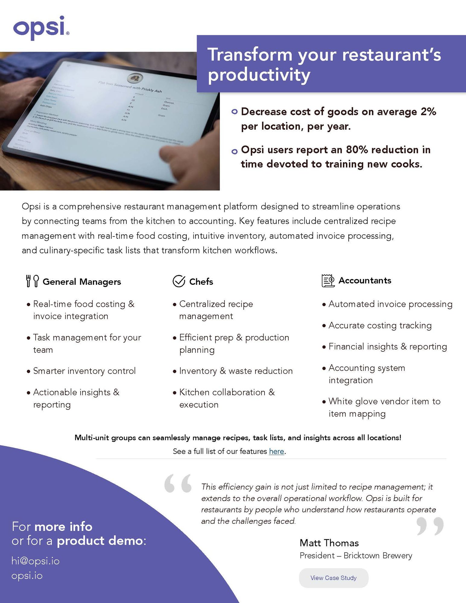 opsi Restaurant One Sheet Image