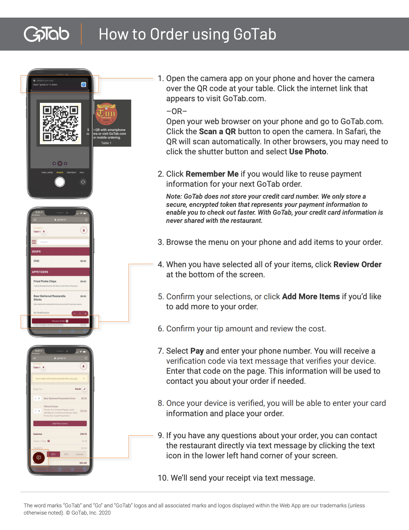 How to Order with GoTab - Step by Step